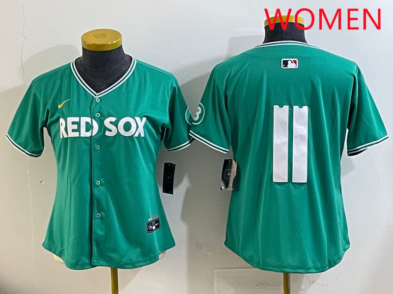 Women Boston Red Sox #11 No Name Green Joint Name Nike 2025 MLB Jersey style 1